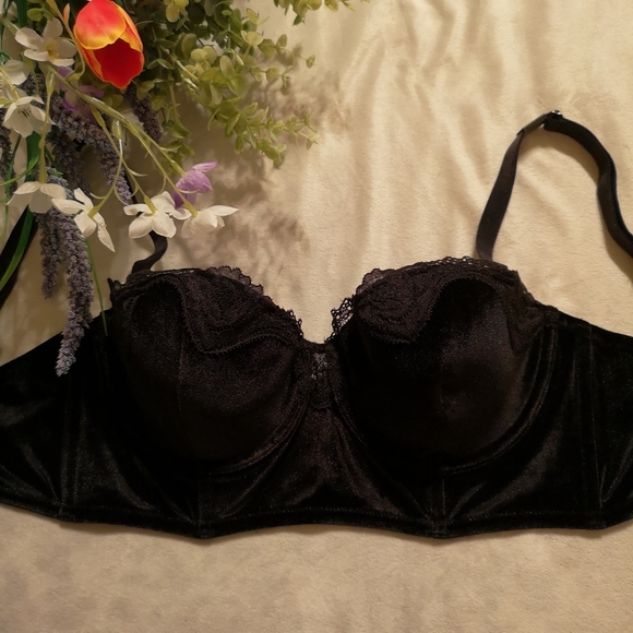 NEW! Victoria's Secret Dream Angels Black Velvet Long Line Bra Line - Picture 3 of 16